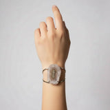 Verstelbare , verzilverde armband met mineralen