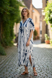 Robe tie-dye en rayonne avec fente latérale