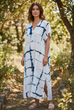 Robe tie-dye en rayonne avec fente latérale