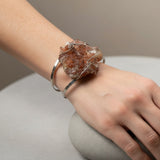 Verstelbare , verzilverde armband met mineralen