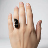 Verstelbare, verzilverde ring met mineralen