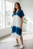 Robe tie-dye en rayonne avec fente latérale