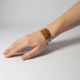 Verstelbare , verzilverde armband met mineralen