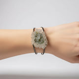 Verstelbare , verzilverde armband met mineralen