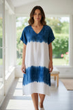Robe tie-dye en rayonne avec fente latérale