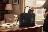 Hand/shoulder bag dark blue/dark green