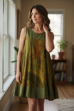 Robe évasée, teinte à la main