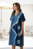 Robe tie-dye en rayonne avec fente latérale