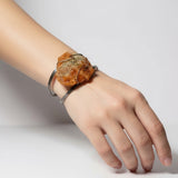 Verstelbare , verzilverde armband met mineralen