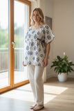 Chemisier en coton indigo avec rubans à nouer