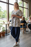 Chemisier en coton indigo avec rubans à nouer