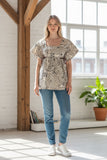 Chemisier en coton indigo avec rubans à nouer